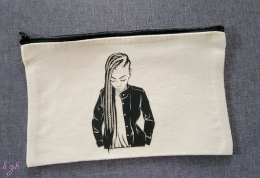 Canvas Cosmetic/Travel Bag - Braids Pouch