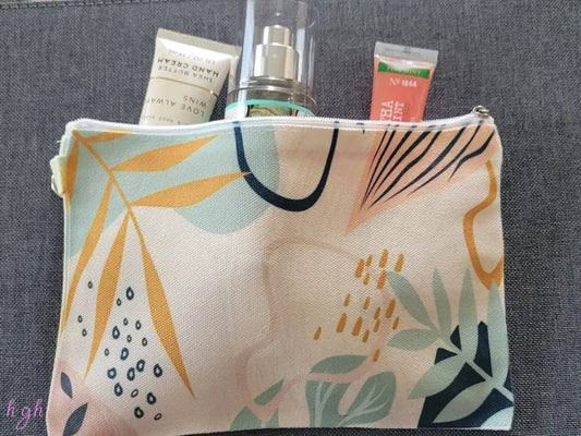 Canvas Cosmetic/Travel Bag - Leaves Pouch